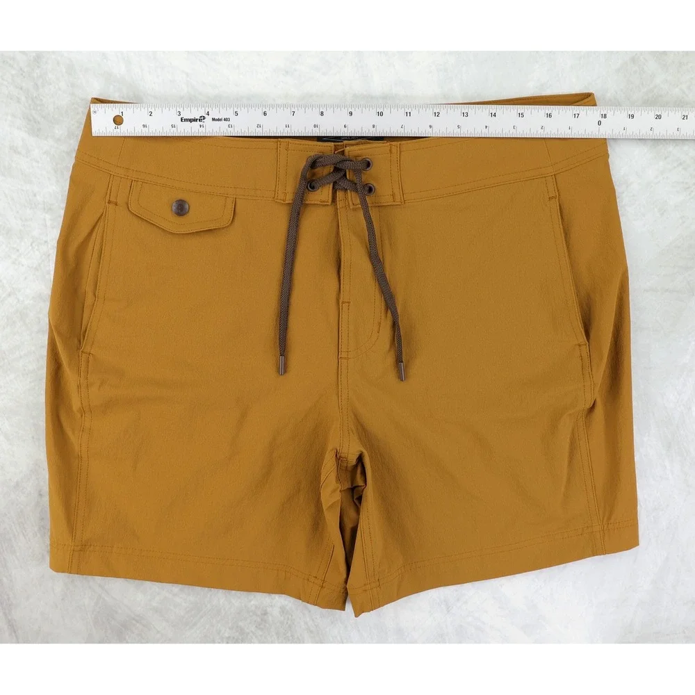 Filson Glacier Bay Trunks Mens 35 Dark Burlap Brown Hybrid Swim Hiking 7.5